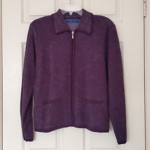 NWOT. Karen Scott Pure Wool full zip cardigan sweater.
